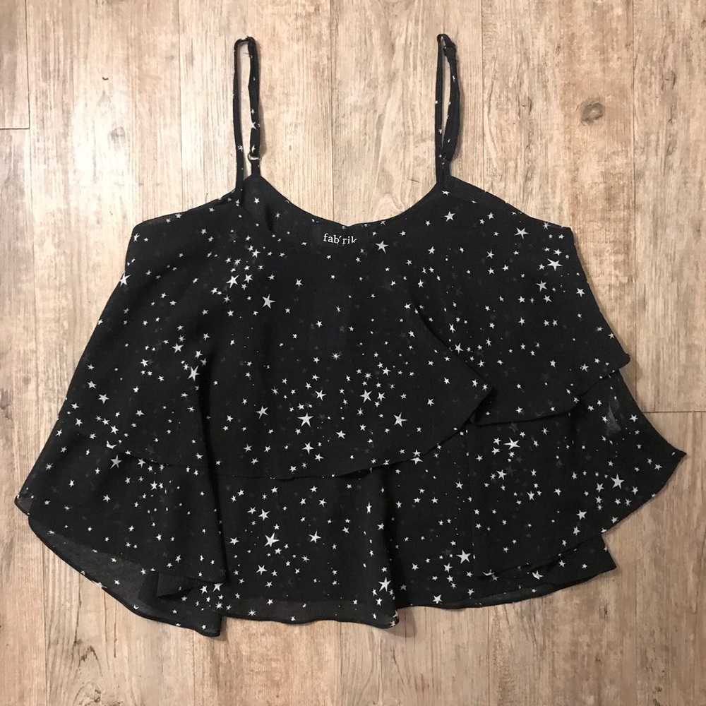 Fabrik Black Star Printed Flowy Tank Top